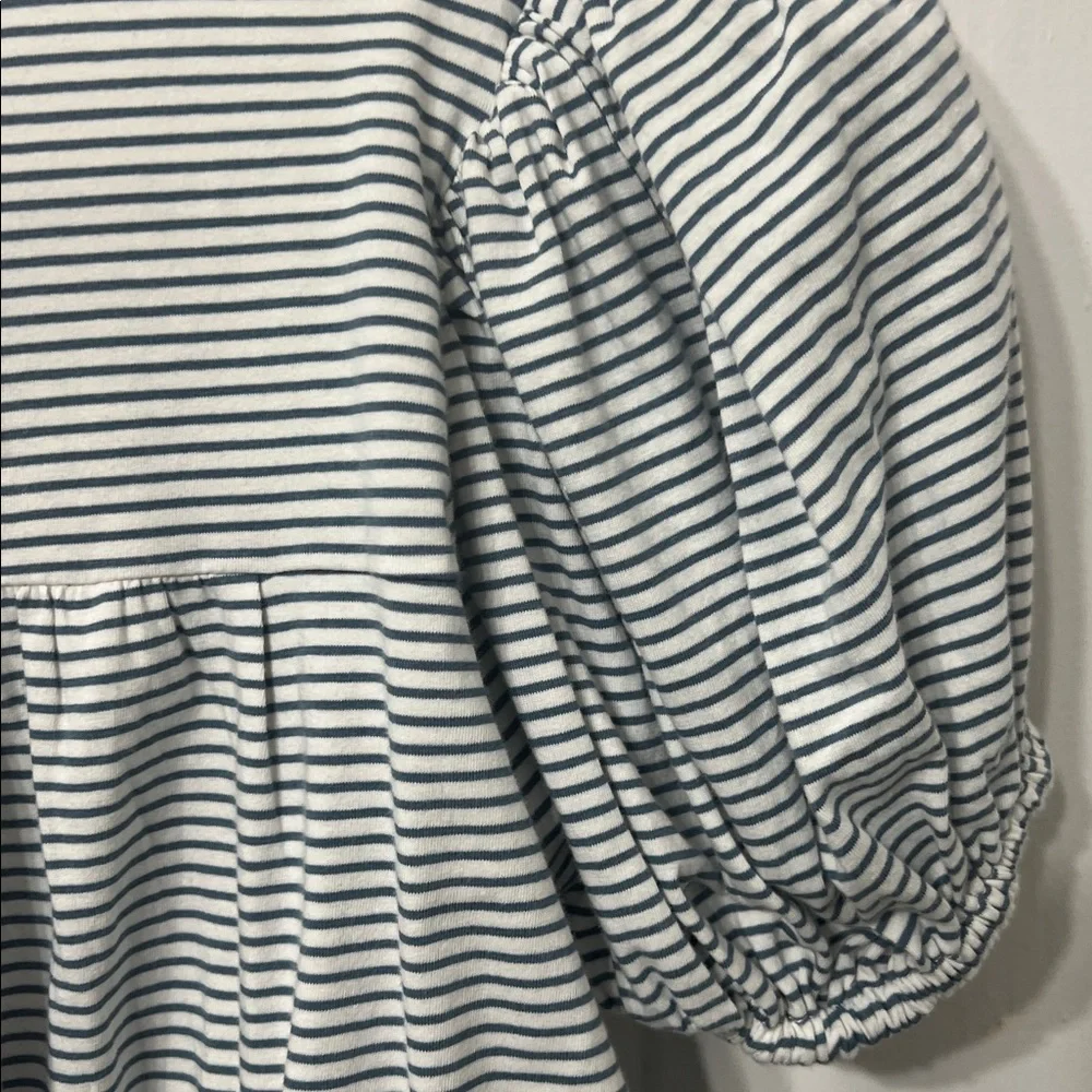 Anthropologir Maeve Striped Puff Sleeve Top - Black and White